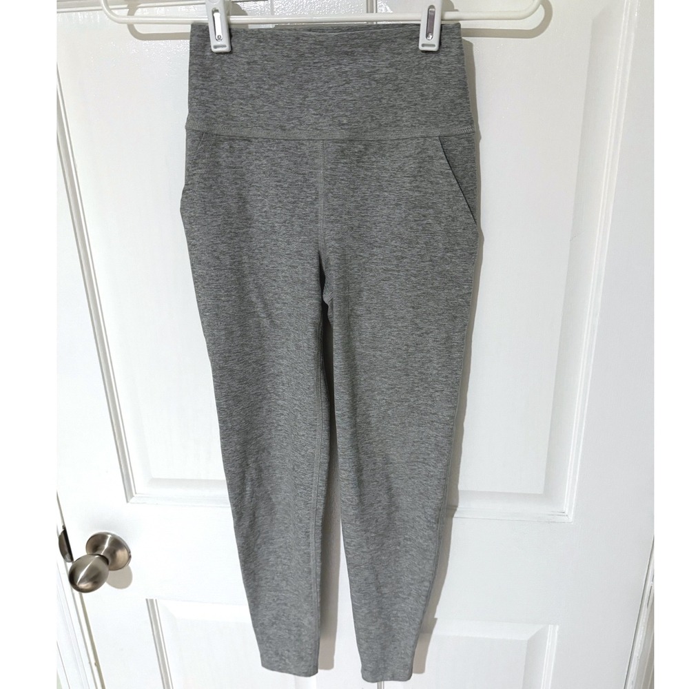 Beyond Yoga Spacedye High Waisted Leggings Heather Grey Pockets XS 24 Inseam